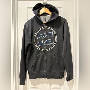 Billabong Black Zip-Up Hoodie big logo small men’s